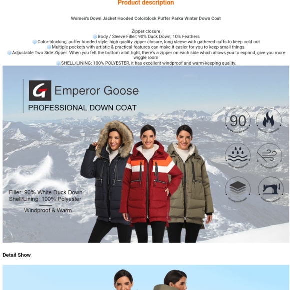 Hooded Puffer Down Jacket Coat 3XL - Picture 10 of 15